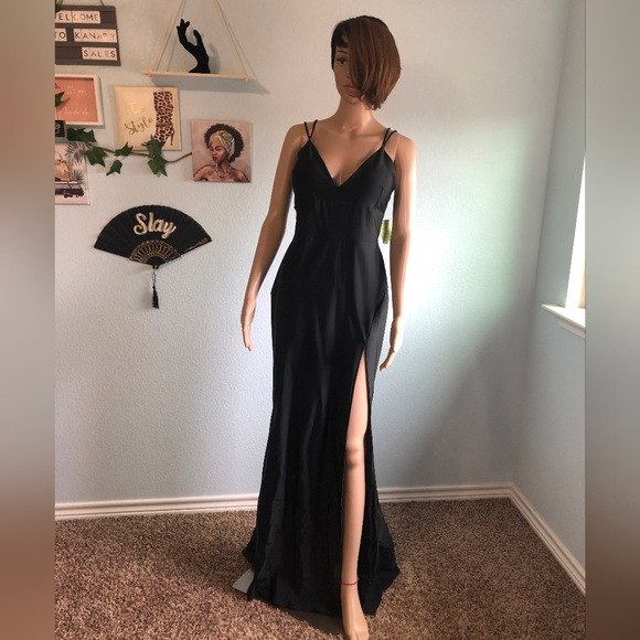 NWT- Sexy Black Long  Dress - Picture 3 of 16
